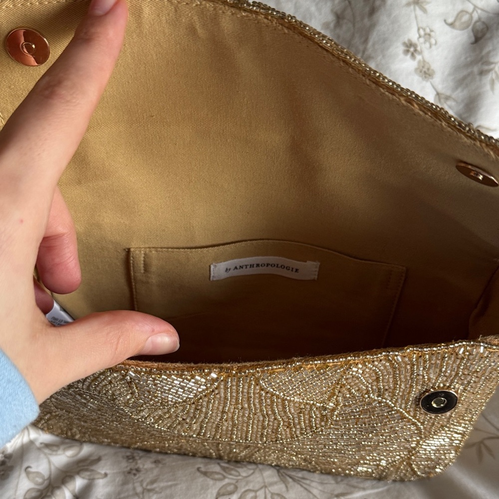 Anthropologie Gold Beaded Women's Bag - Picture 5 of 7